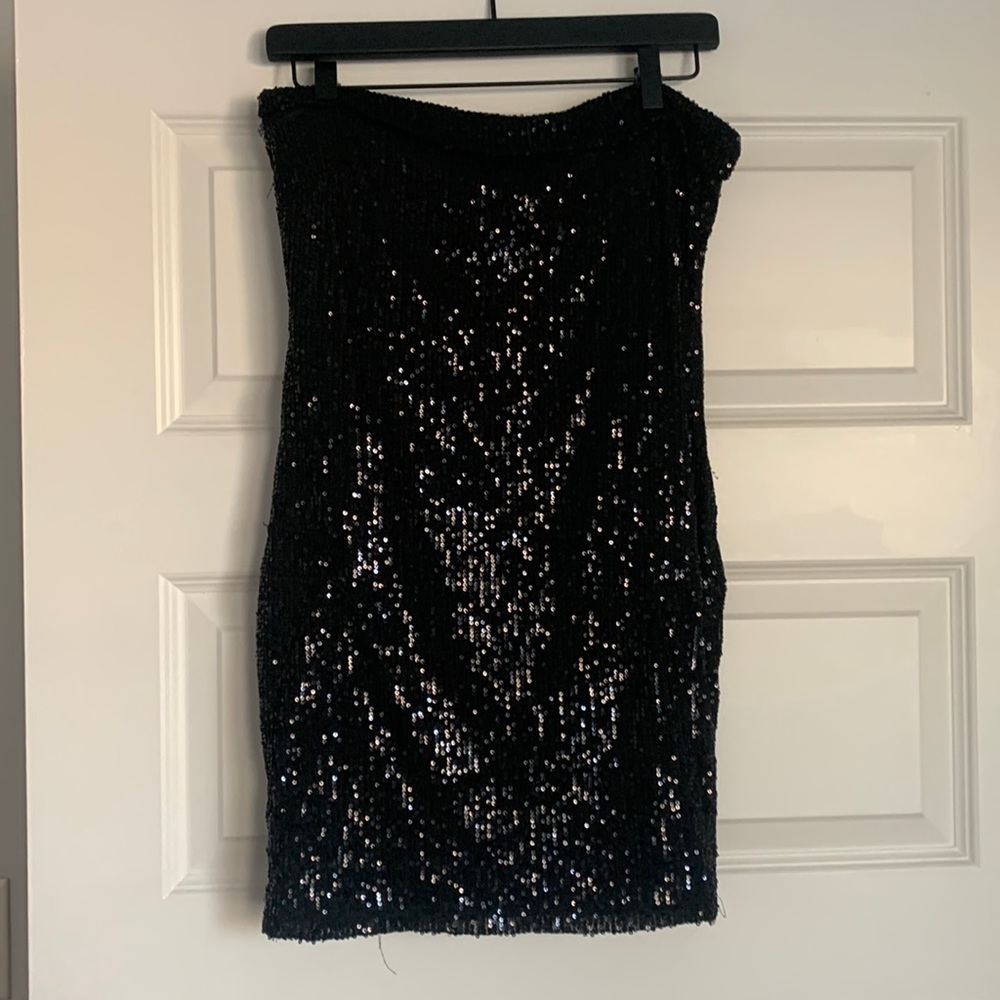 canton walker black sequin mini dress size L